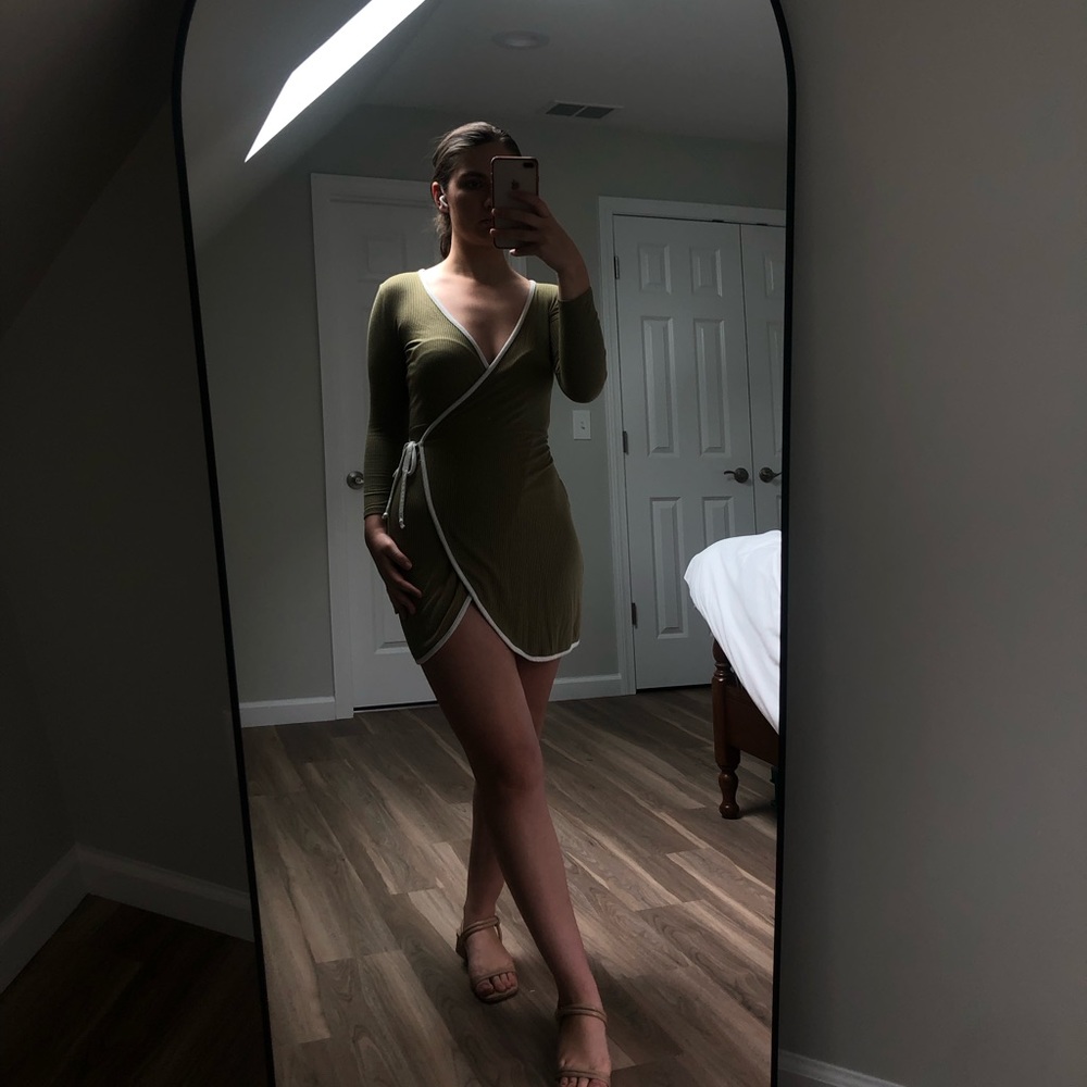 Green wrap dress